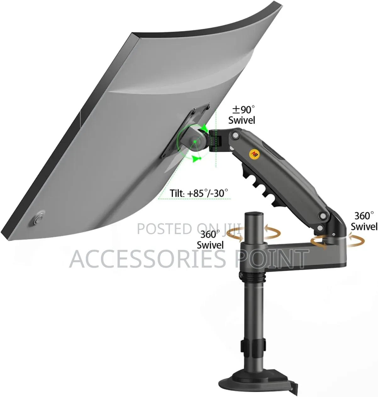 North Bayou Heavy Duty Dual Arm Monitor Desk Mount for 17 to 35 Inch