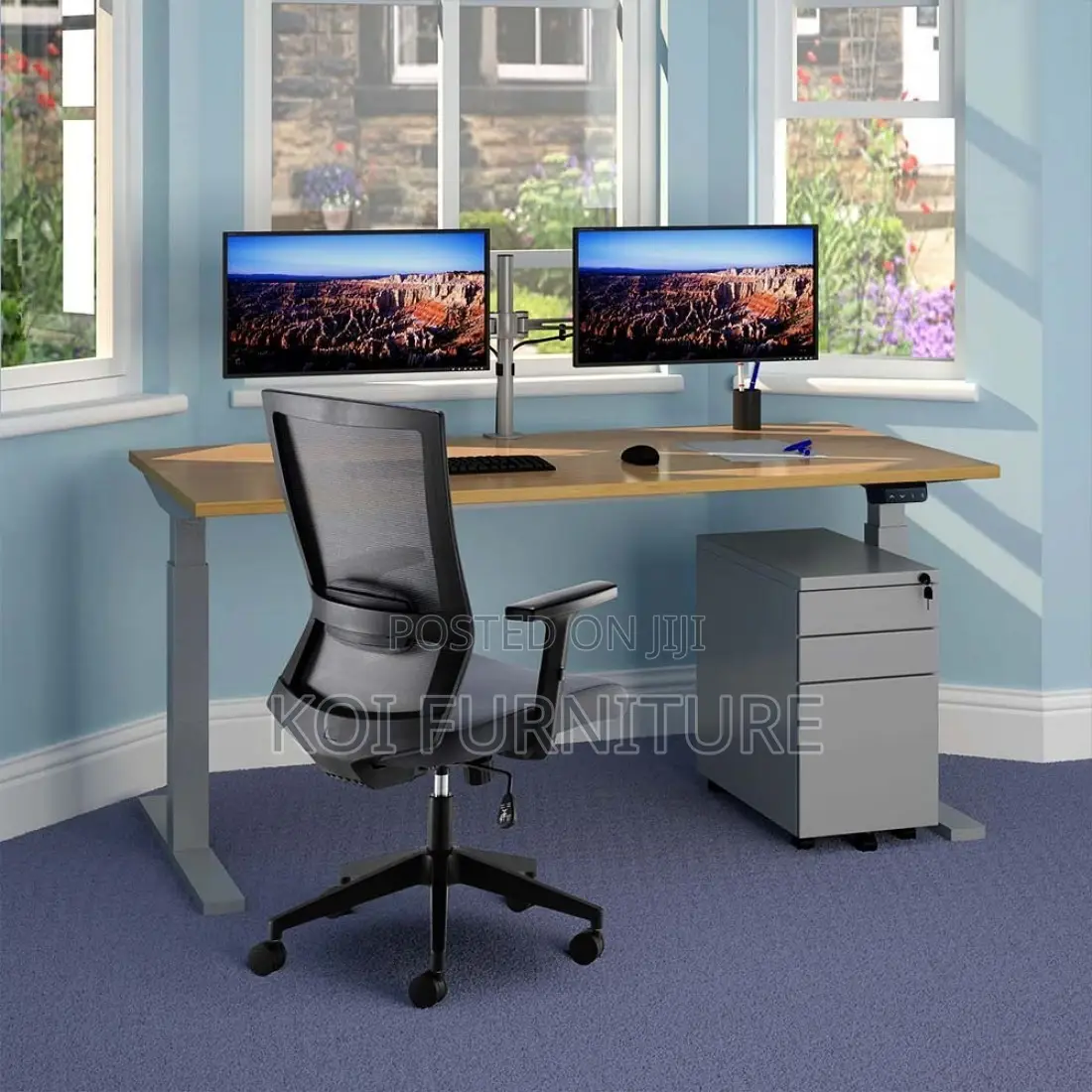 Office Desk; 1.4 Meters Linea Eco Economy Electric Sit Stand Desk