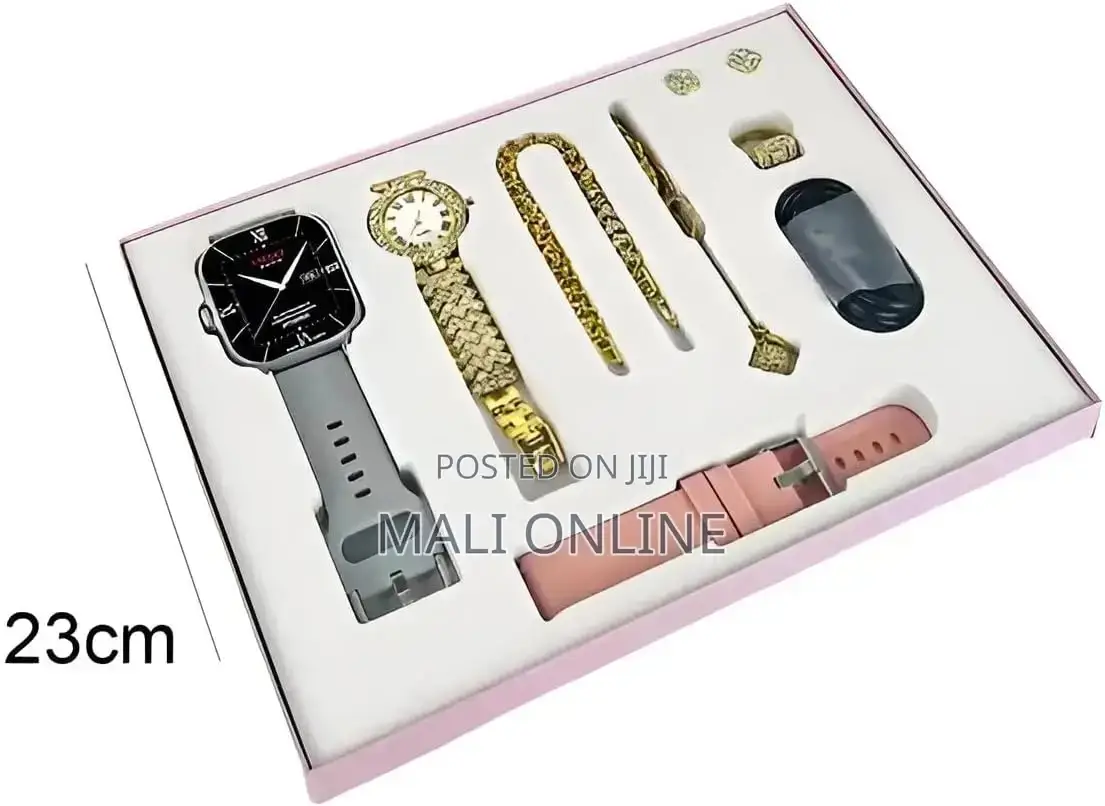 Smartwatch Gift Set Women Necklace Earrings Bracelet Ring Watch Set