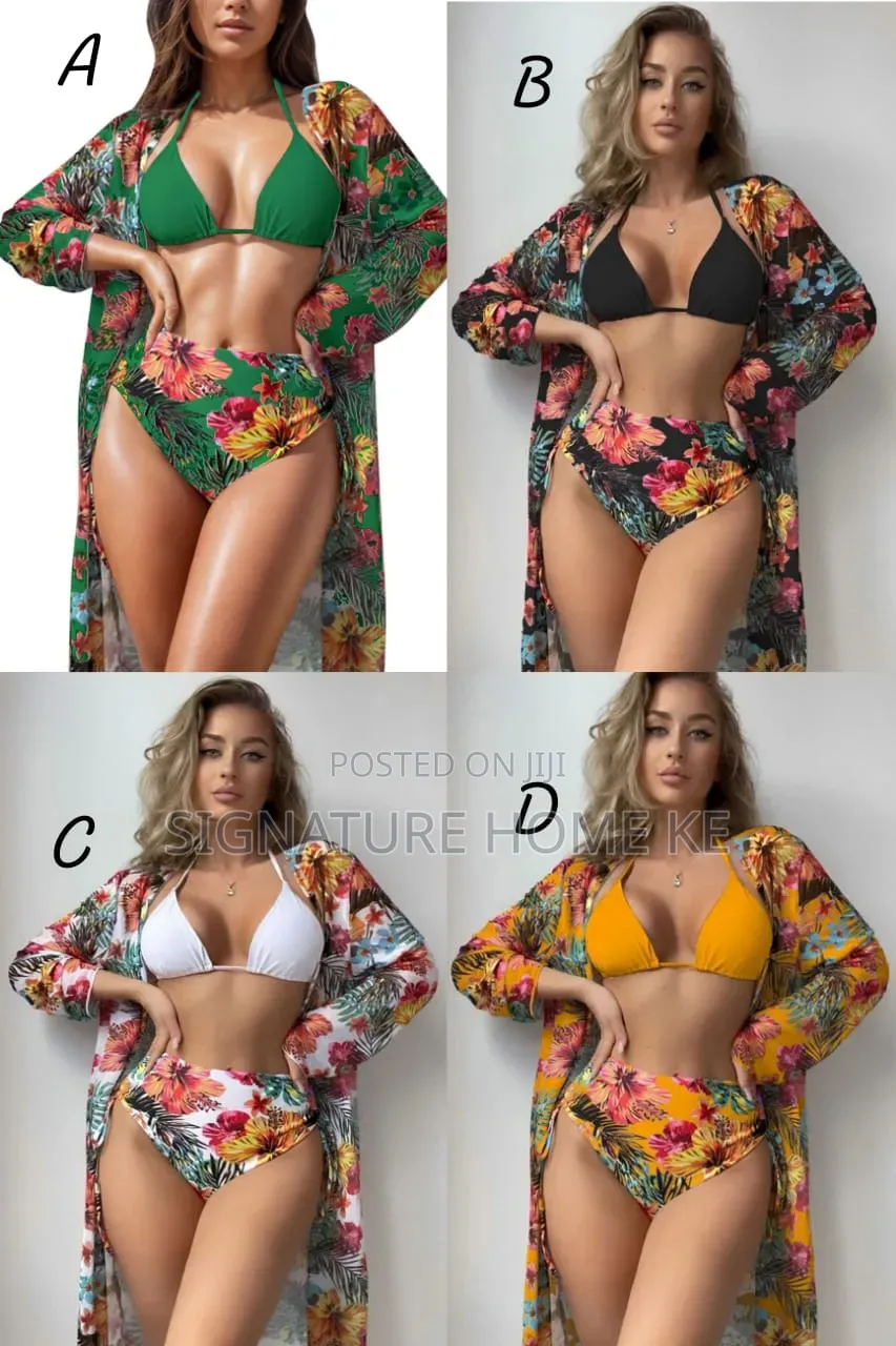 3pcs Floral Women Bikini Swimsuit