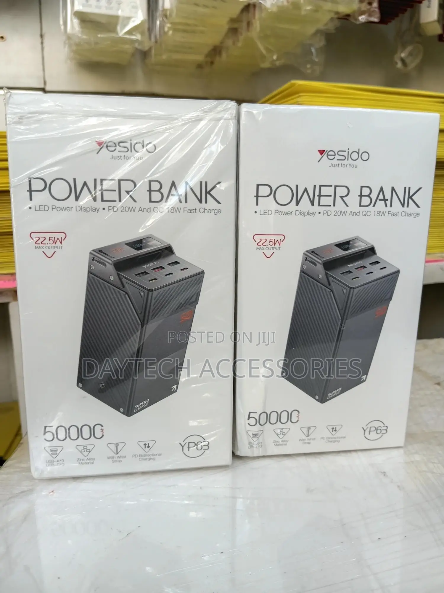 Yesido Yp63 50000mah Power Bank (22.5w Fast Charge 6 Ports ) – Black