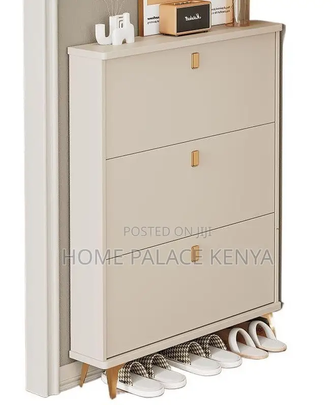 Shoe Rack: Solid Wood Flip Bucket Shoe Storage Cabinet