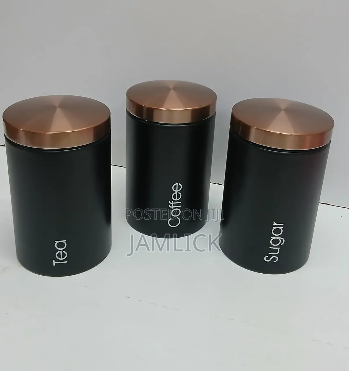 Brown Lid Sugar, Tea Coffee Canisters Set - Bz