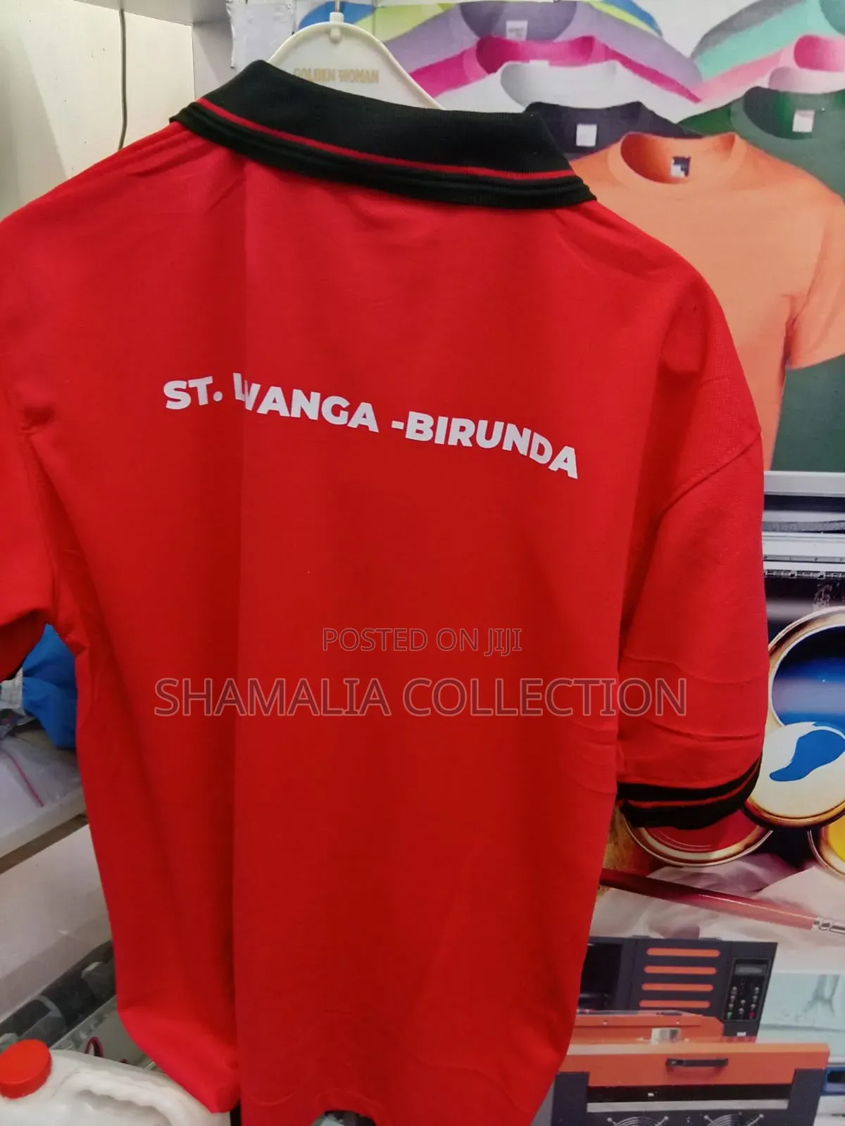 Polo Shirts Red Collar Black