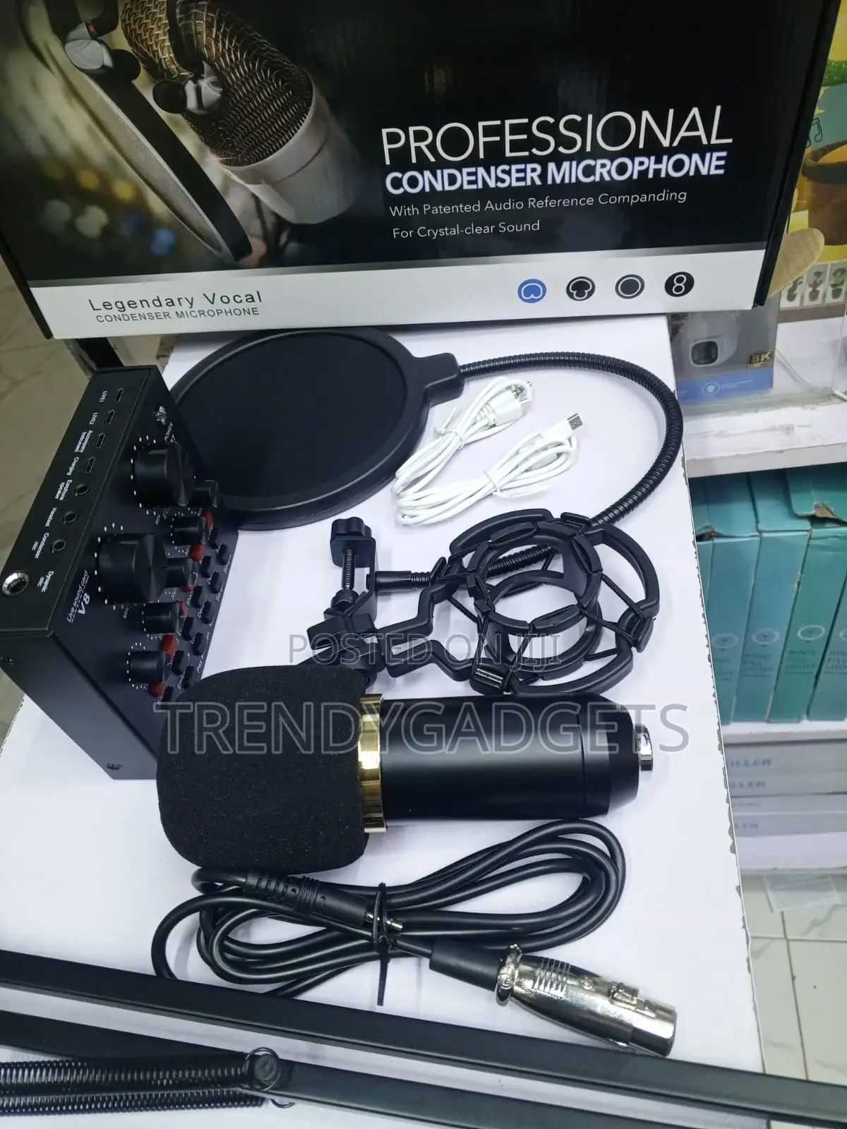 Bm-800 Condenser Microphone With V8 Sound Card Bundle: