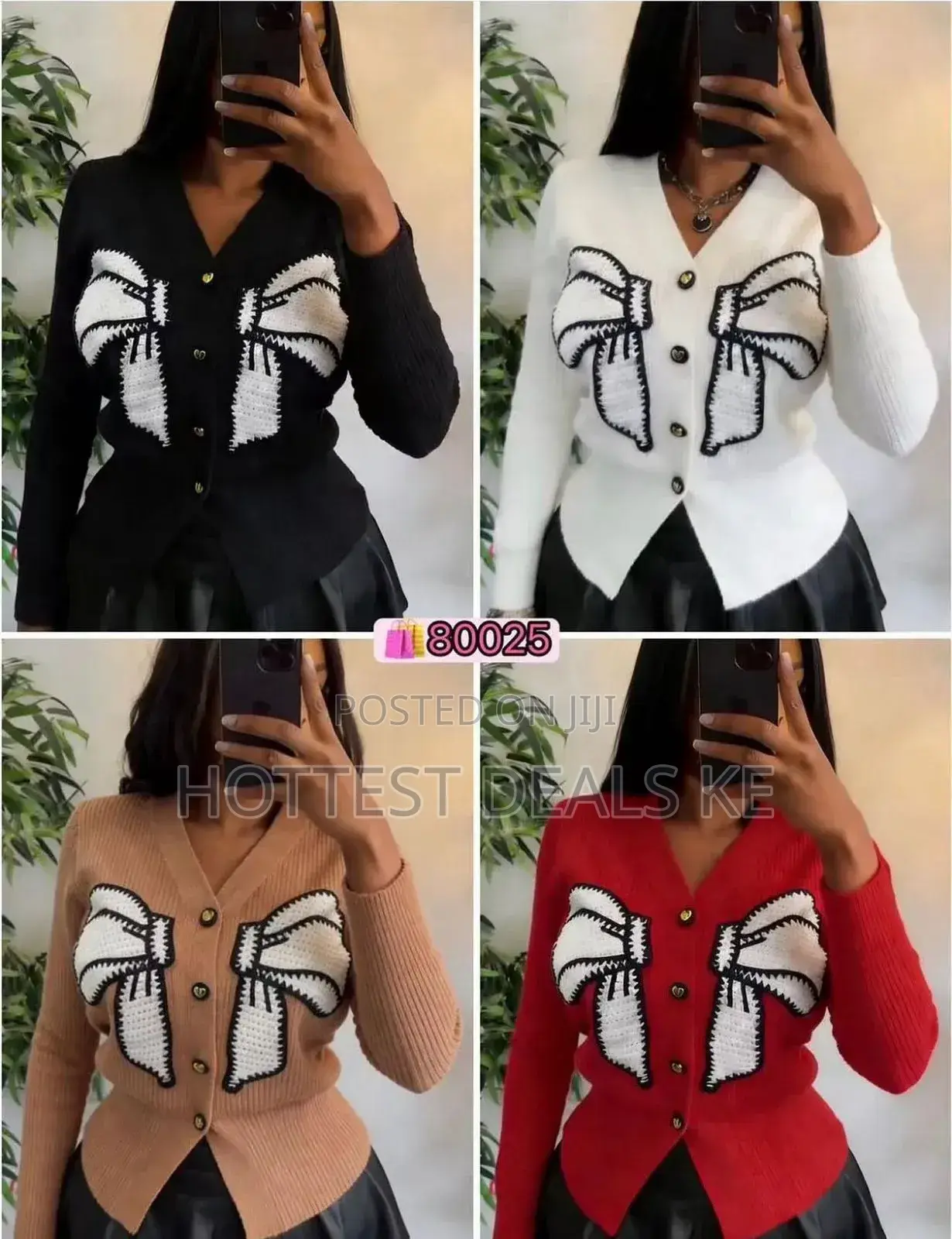 Lemongrass Ribbon-Embroidered Button-Up Knit Top