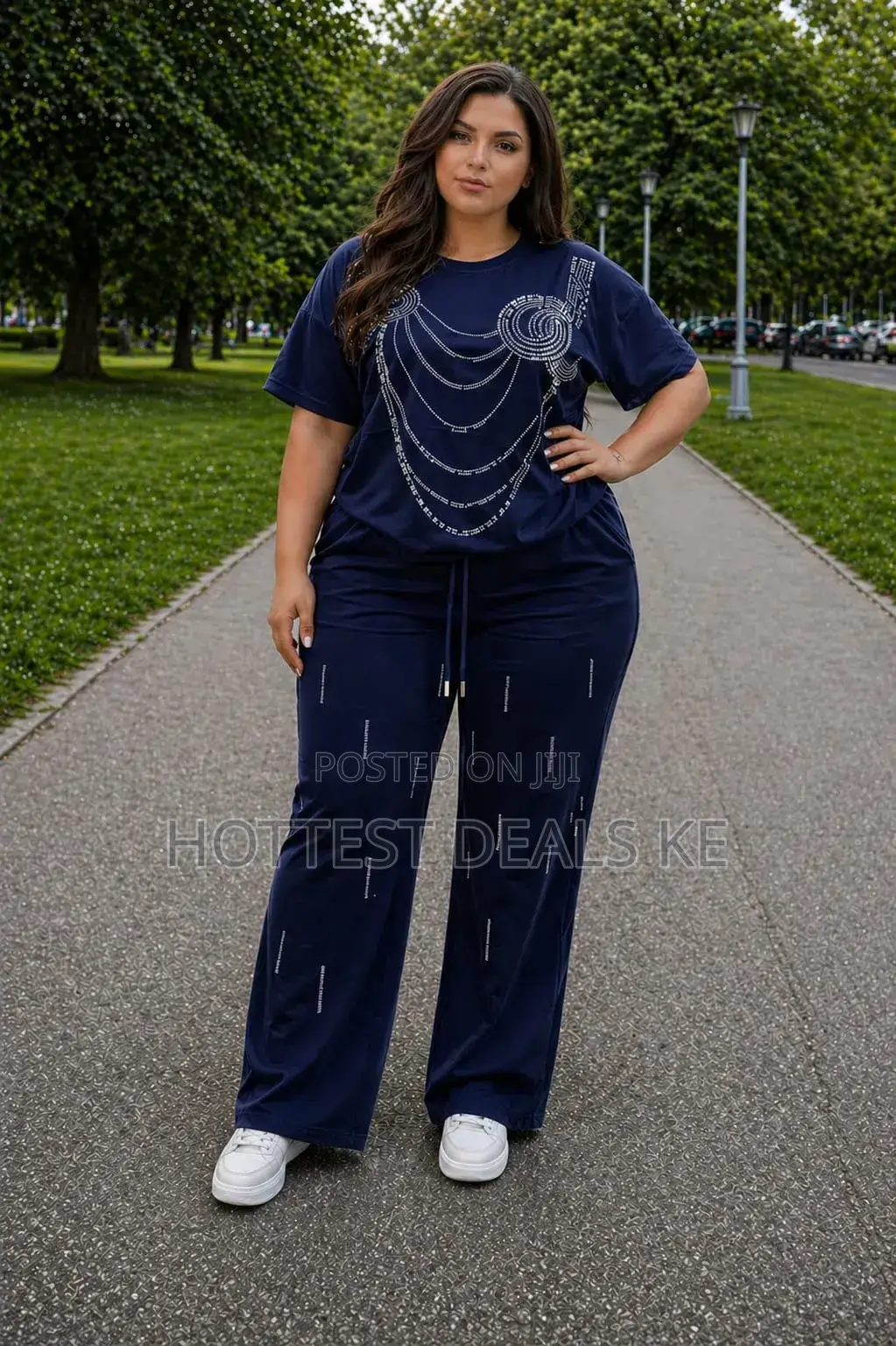 Women's Plus Size Jewelled Loose Blouse Set With Rhinestone