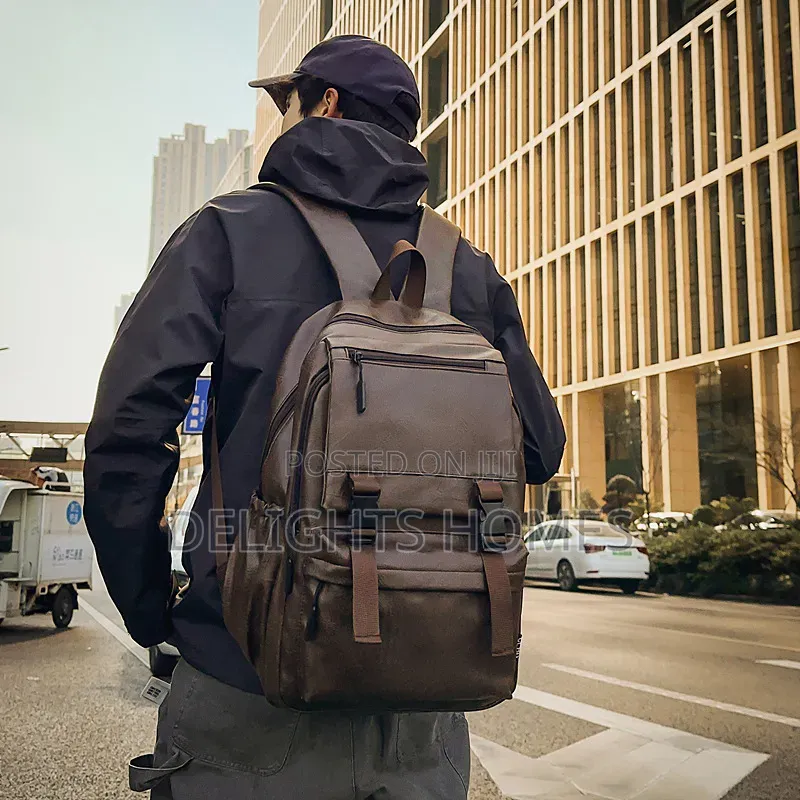 Pu Leather Laptop Backpack -Cu
