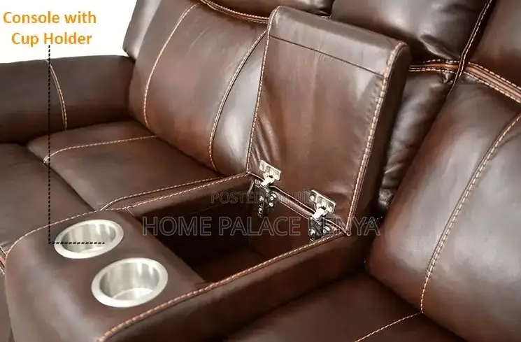 Recliner Sofa: 2 Seater Leather Recliner With Console
