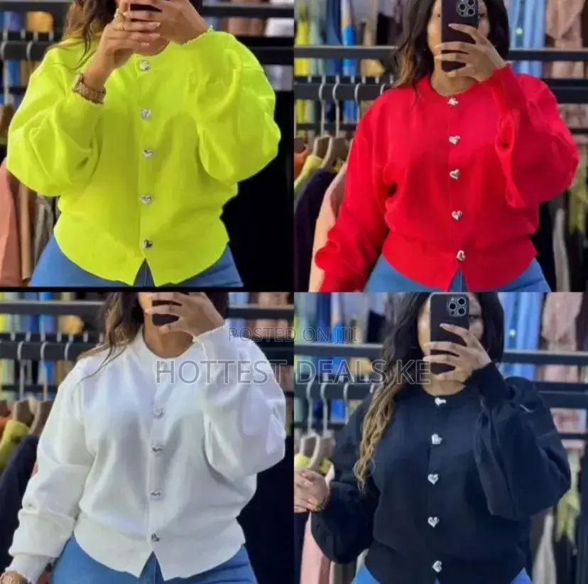 Turkish Cotton Button-down Knitted Sweaters With Heart-shaped Buttons