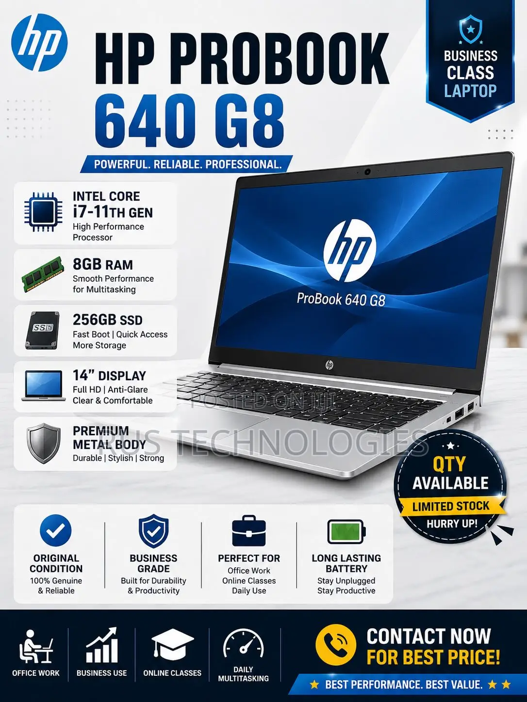 Laptop HP ProBook 640 G8 8GB Intel Core i7 SSD 256GB