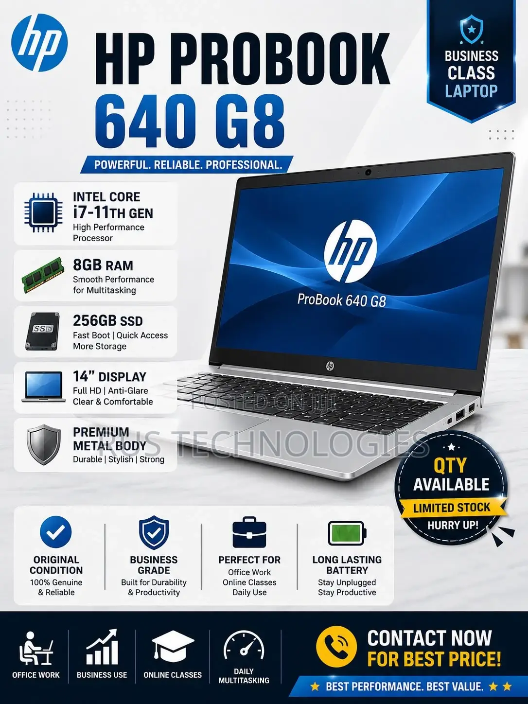 Laptop HP ProBook 640 G8 8GB Intel Core i7 SSD 256GB