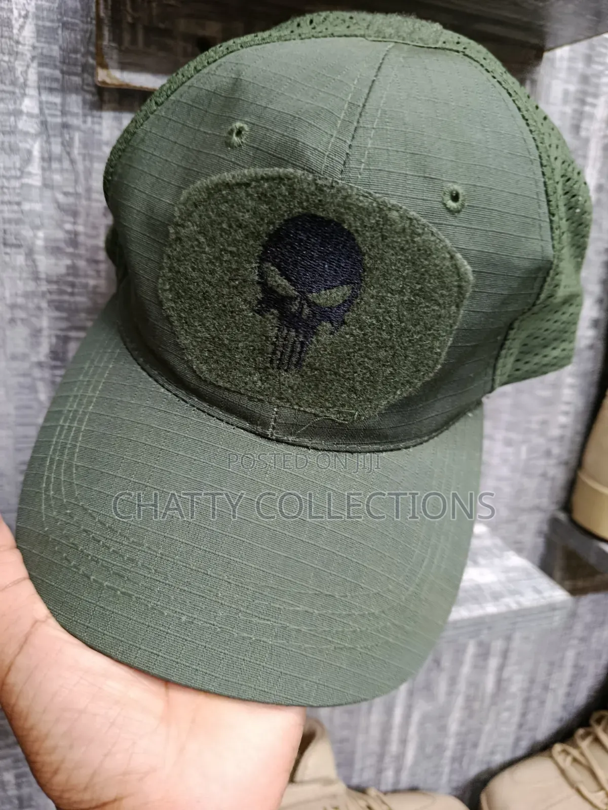 Unisex Skull Design Jungle Green Tactical Caps