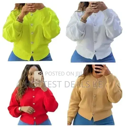 Turkish Cotton Button-down Knitted Sweaters With Heart-shaped Buttons