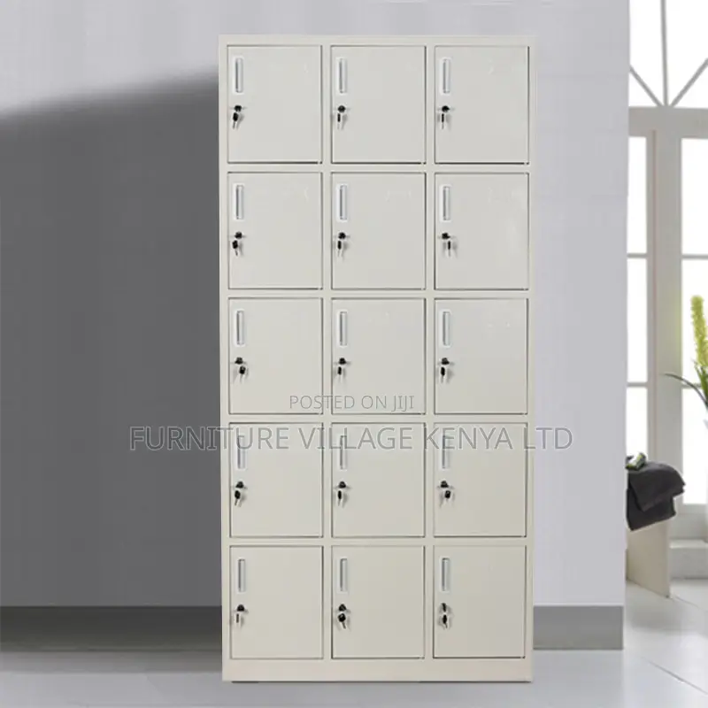 15-Door's Metallic White Gym Locker Cabinet
