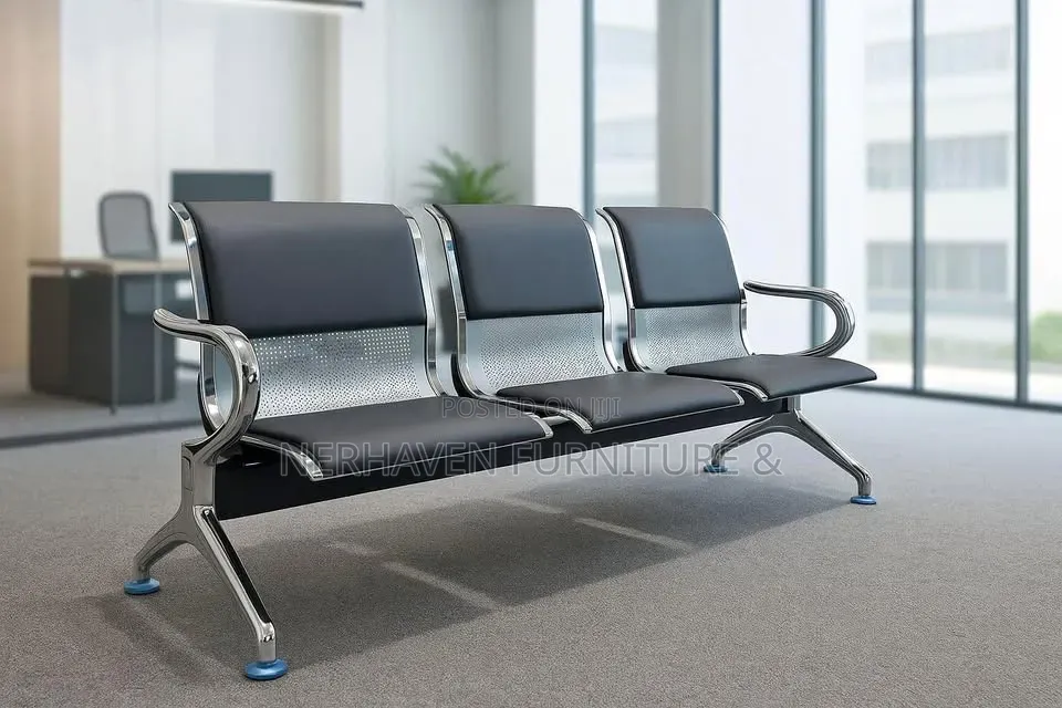 3-Link Padded Office Waiting Chair - Comfortable Visitor Seating