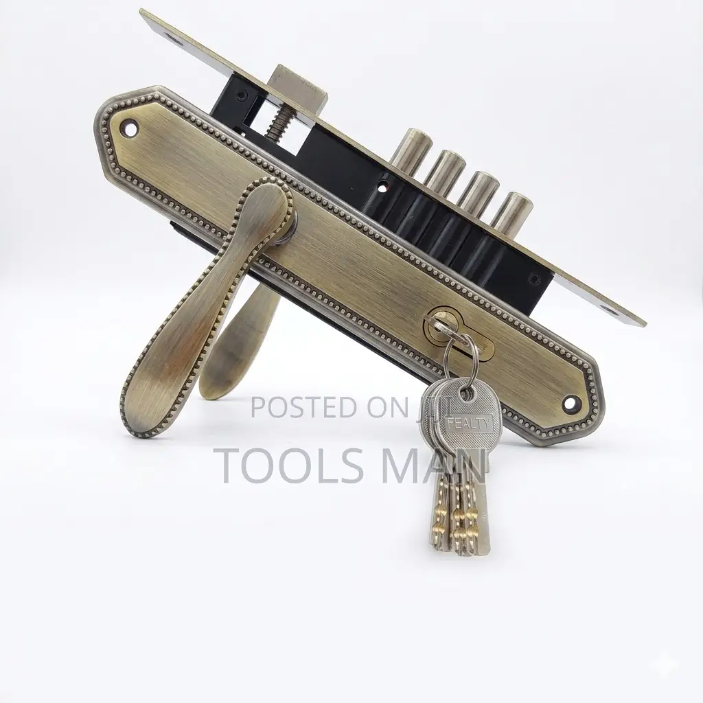 Fealty 4-Pin Heavy Duty Steel Door Lock - Antique Brass Mortise Set