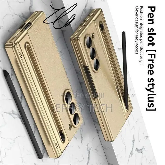 Samsung Galaxy Z Fold 7 Case - Gold, Built-in S Pen Holder, Full Prote