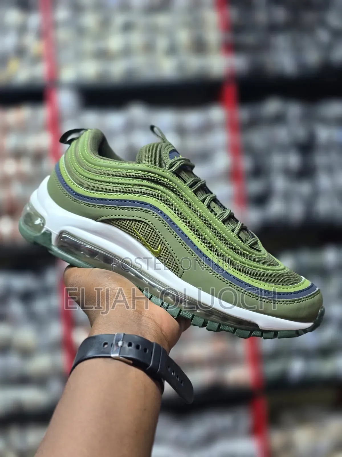 Nike Air Max 97 Olive Green Sneakers.