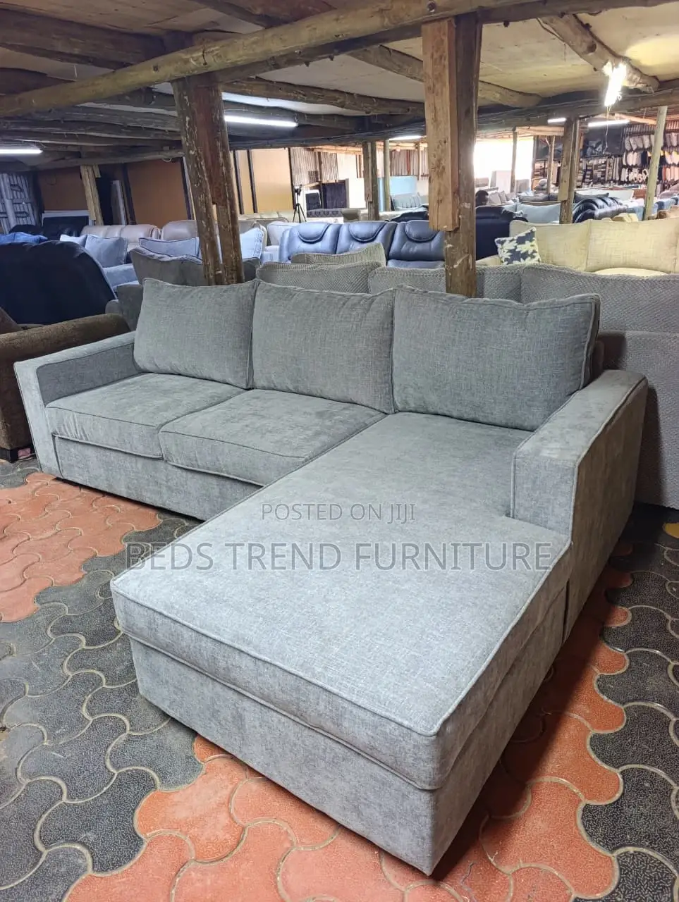 Spacious Light Grey 6 Seater L Seat Sofa