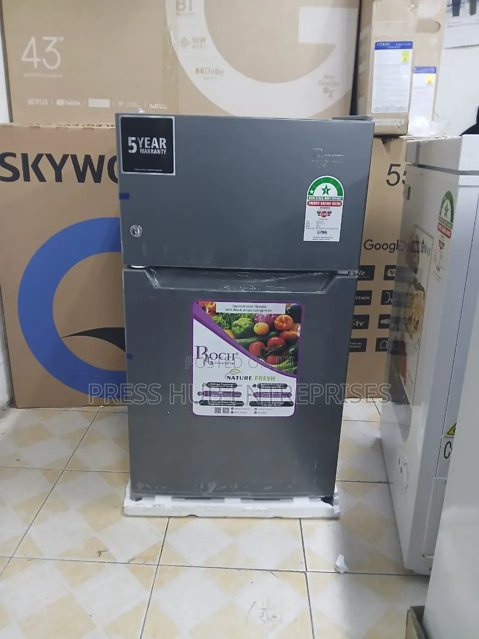 Roch 85-Liter Silver Double-Door Compact Refrigerator