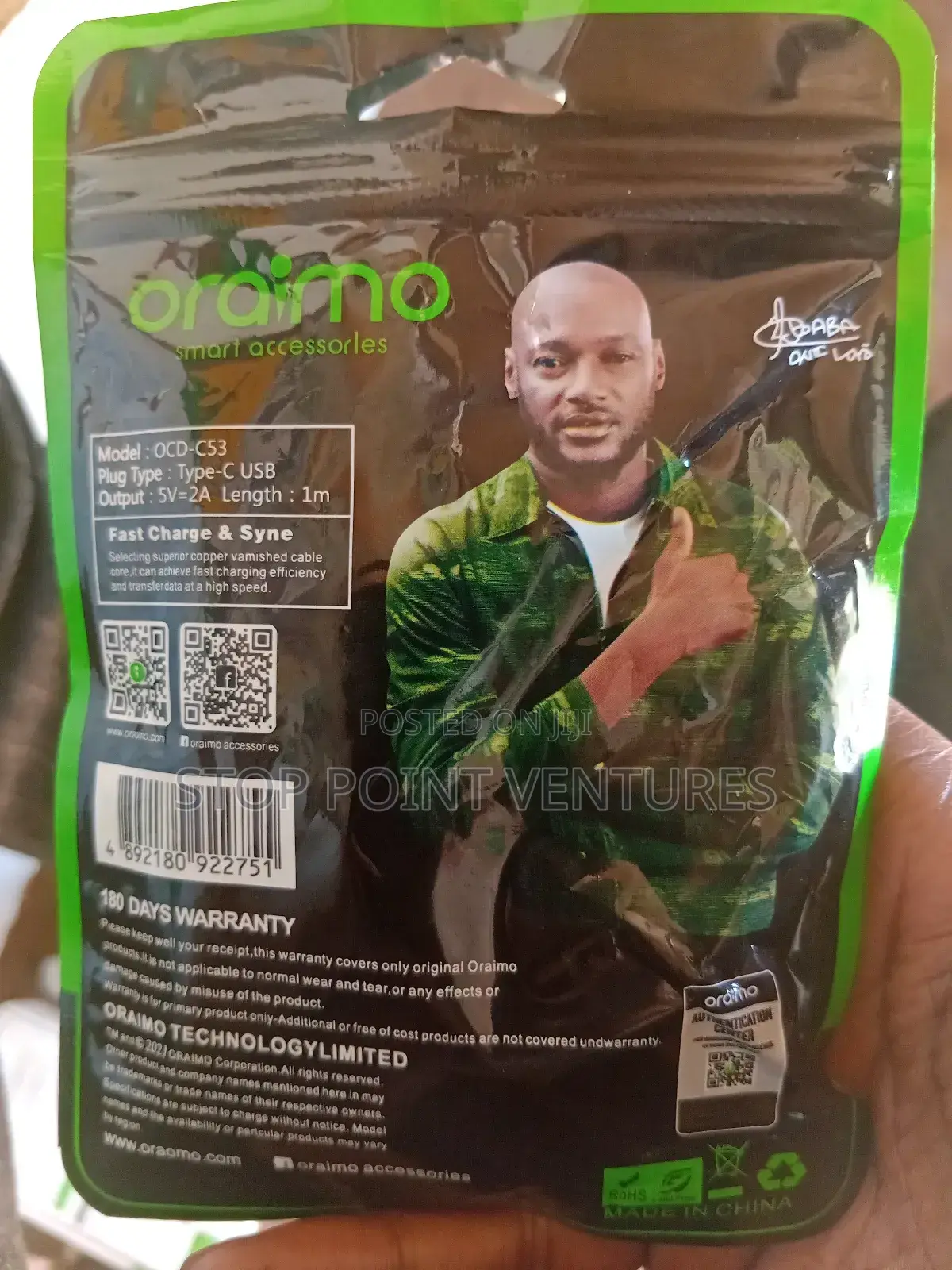 Oraimo 2a Fast Charger Type C Cable