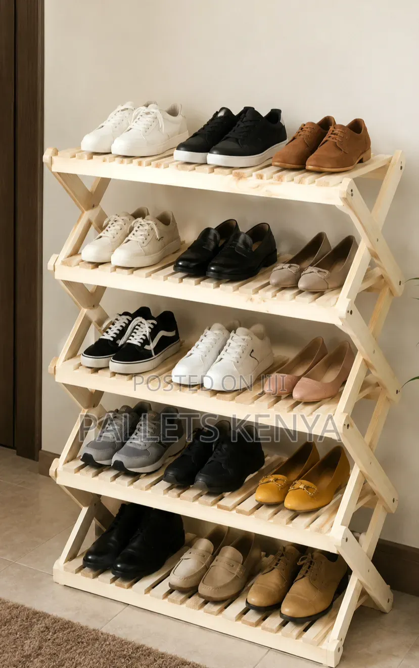 Shoe Rack – Modern Pallet Shoe Rack, Strong Space Saving