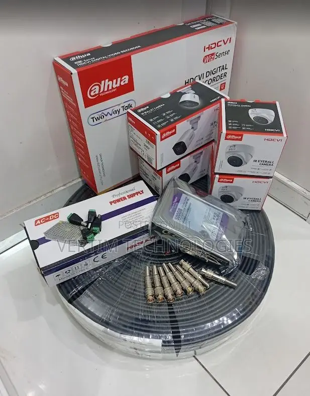 4 Channel CCTV Camera Full Kit With 4 Cameras-Dahua Complete Set