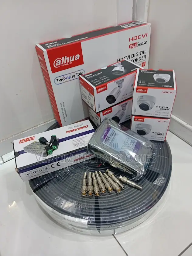 4 Channel CCTV Camera Complete Set With 4 Dahua Full Hd 1080p CCTV