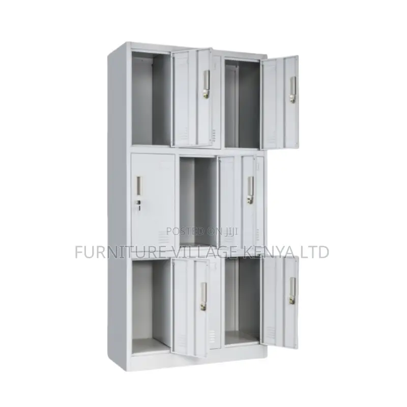 9-Locker White Secure Gym Metallic Cabinet