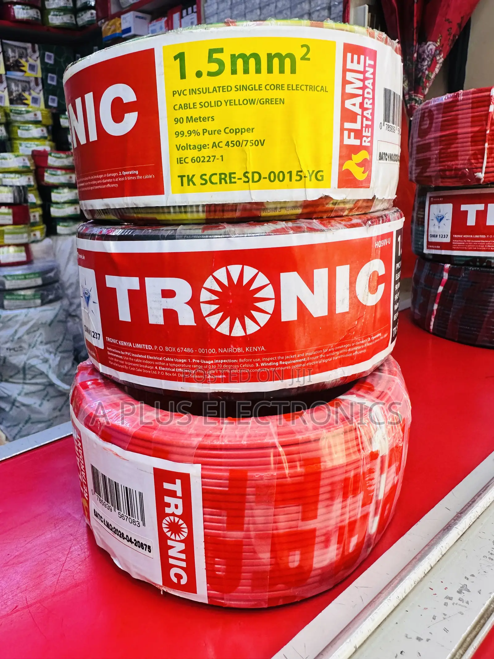 Tronic 1.5mm Single Core Wiring Cables for Safe Indoor