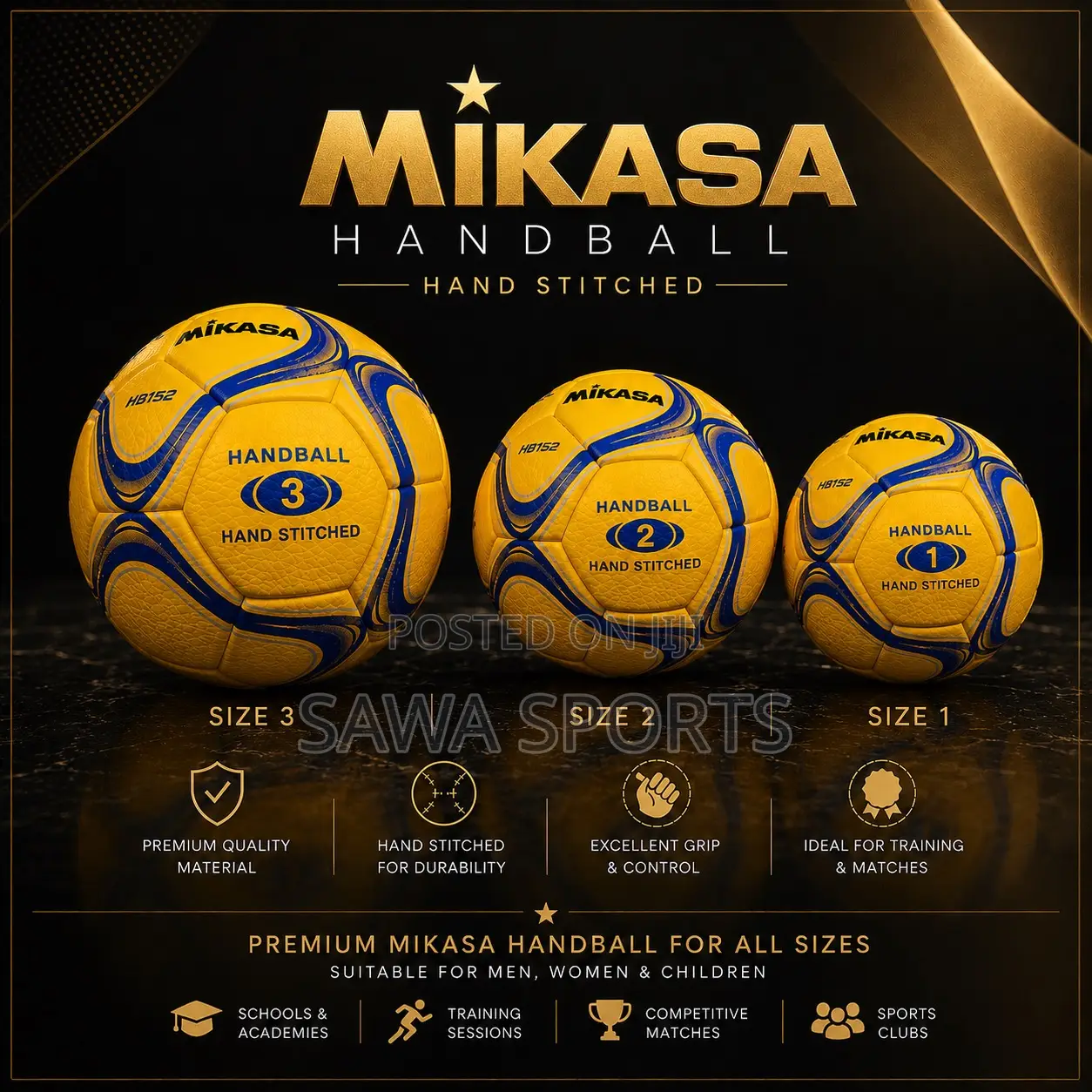 Premium Mikasa Handball Size 1, 2 3 (All Sizes)