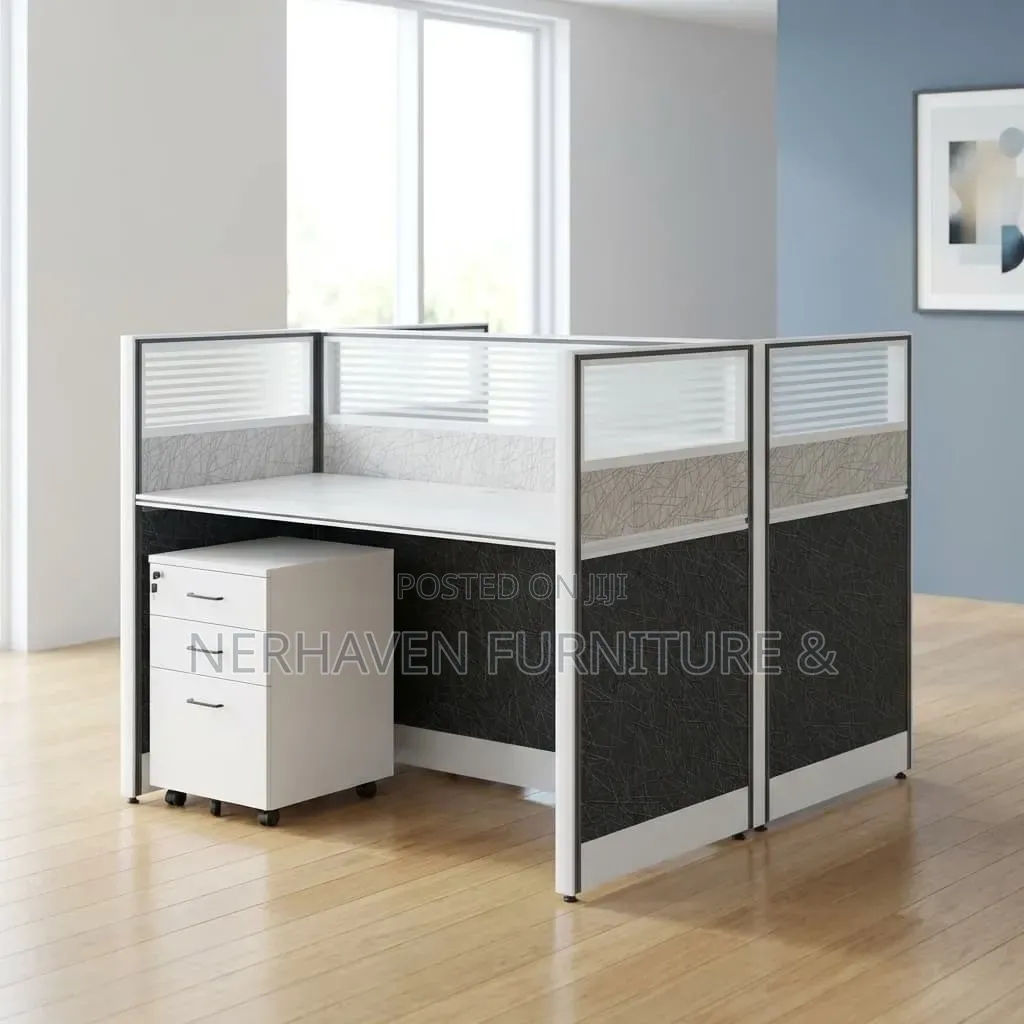 2-Way Workstation With Movable Drawers - Shared Workspace Setup