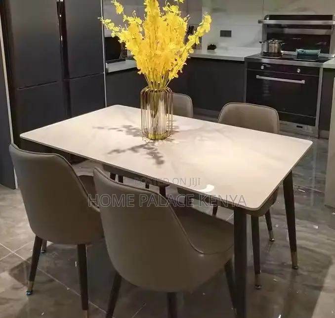 Home Dining: 4 Seater Marble Top Dining Set