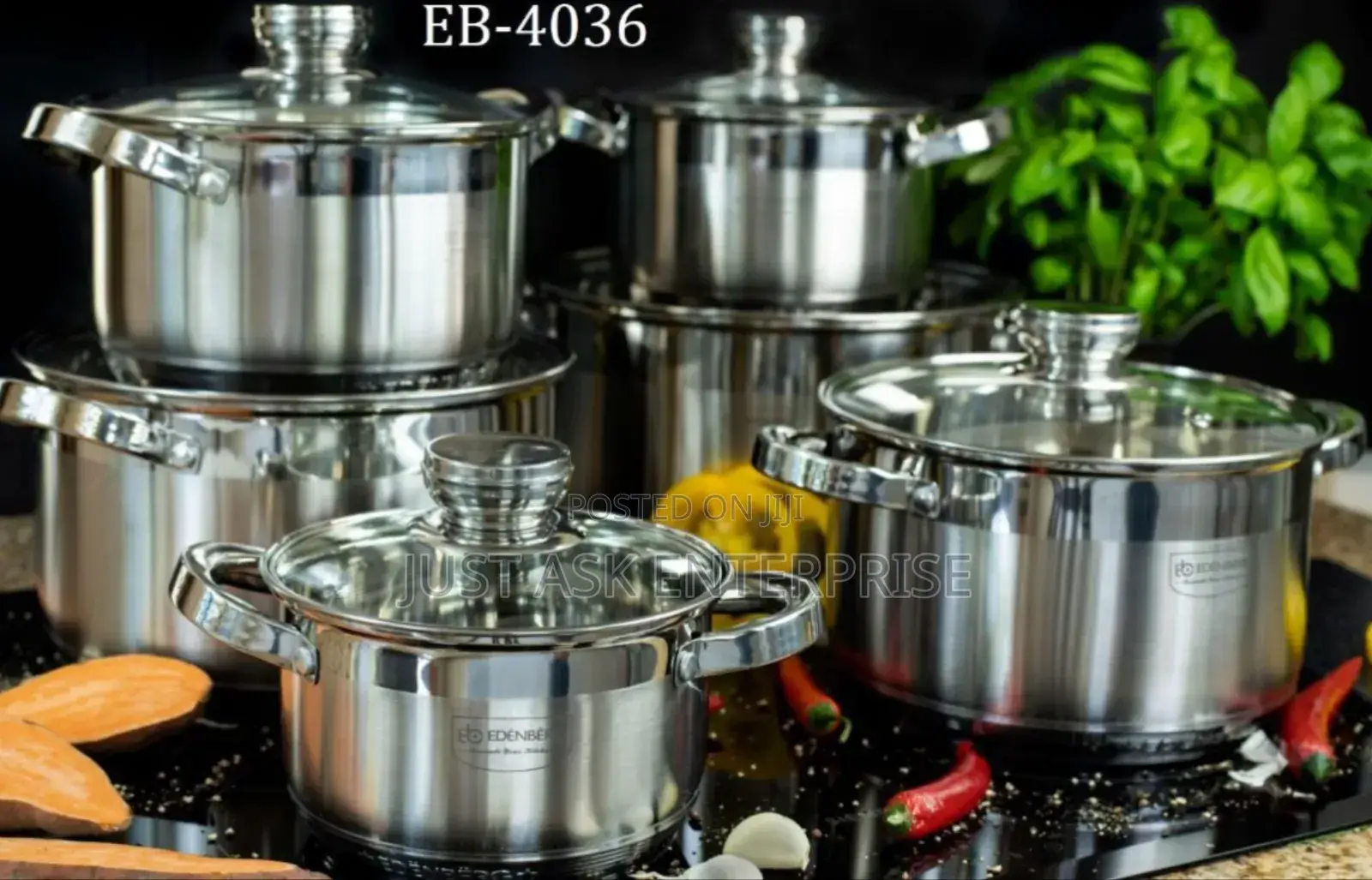12 Pieces- Edenburg Stainless Steel Cookware High - Induction Enabled