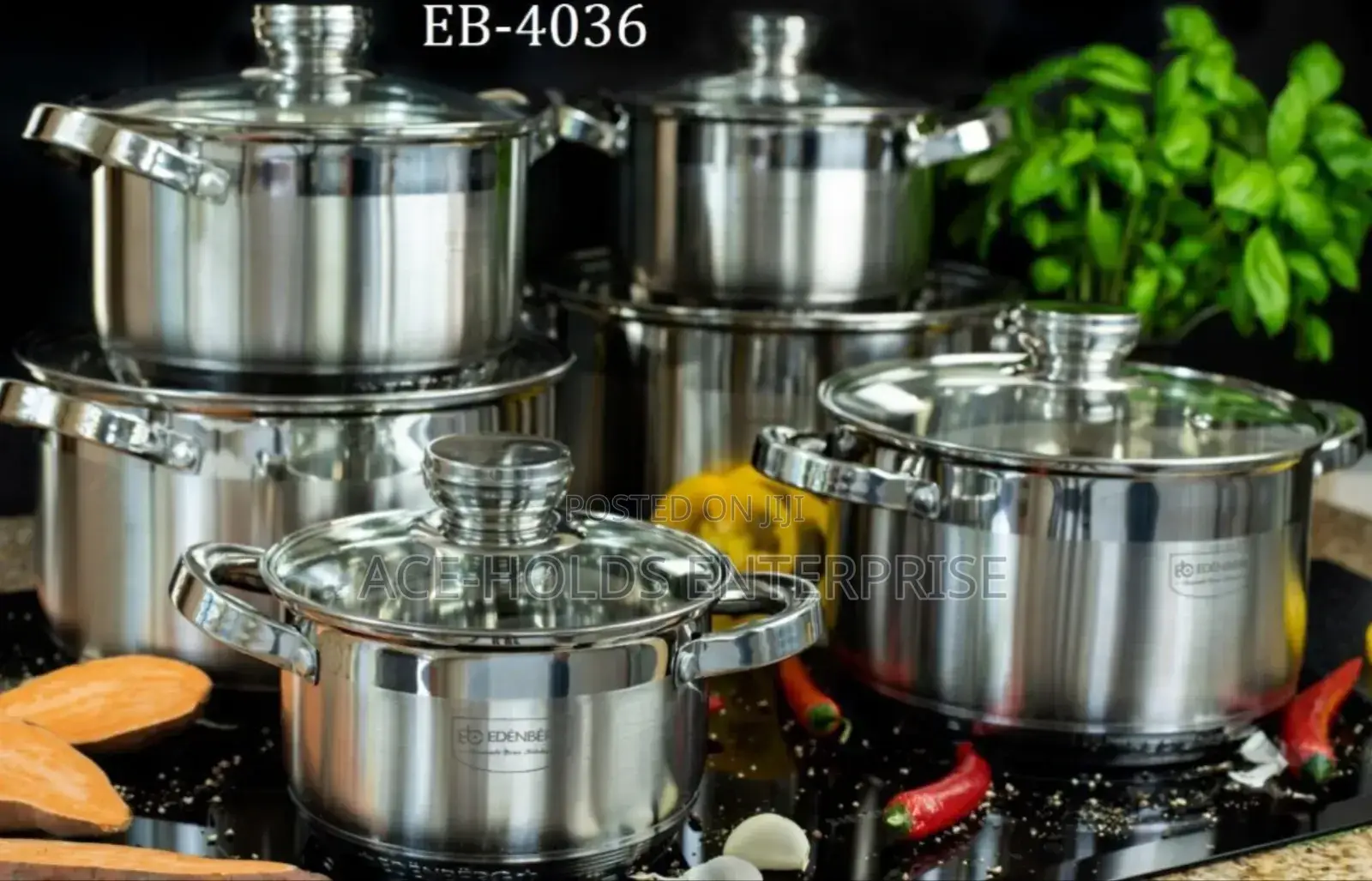 12 Pieces- Edenburg Stainless Steel Cookware High - Induction Enabled
