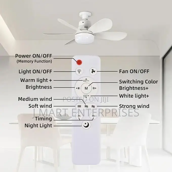 Smart Led Ceiling Fan Light Remote Control, White,