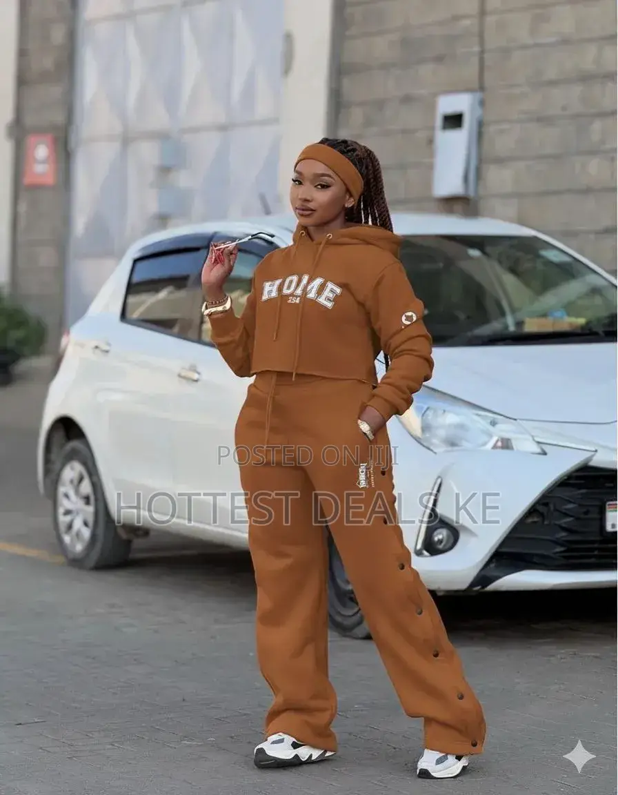 Heavy Home Branded Cropped Hoodie and Button-Side Sweatpants Set