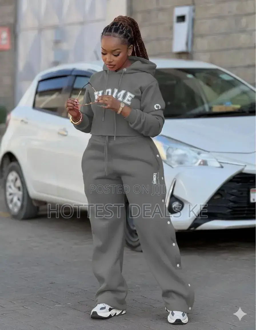 Heavy Home Branded Cropped Hoodie and Button-Side Sweatpants Set