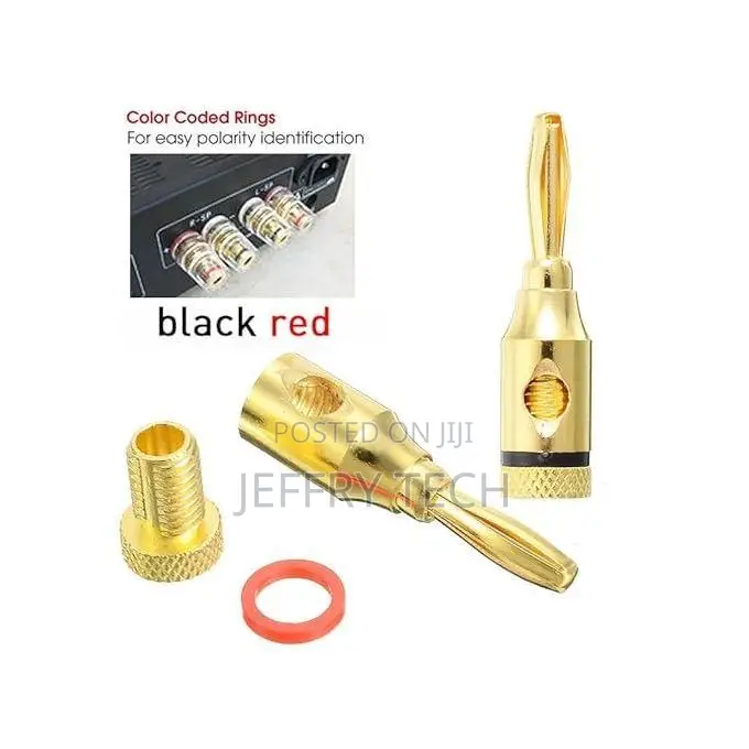 4 Pieces Banana Audio Connector Plug, Open Screw Type Used With Speake