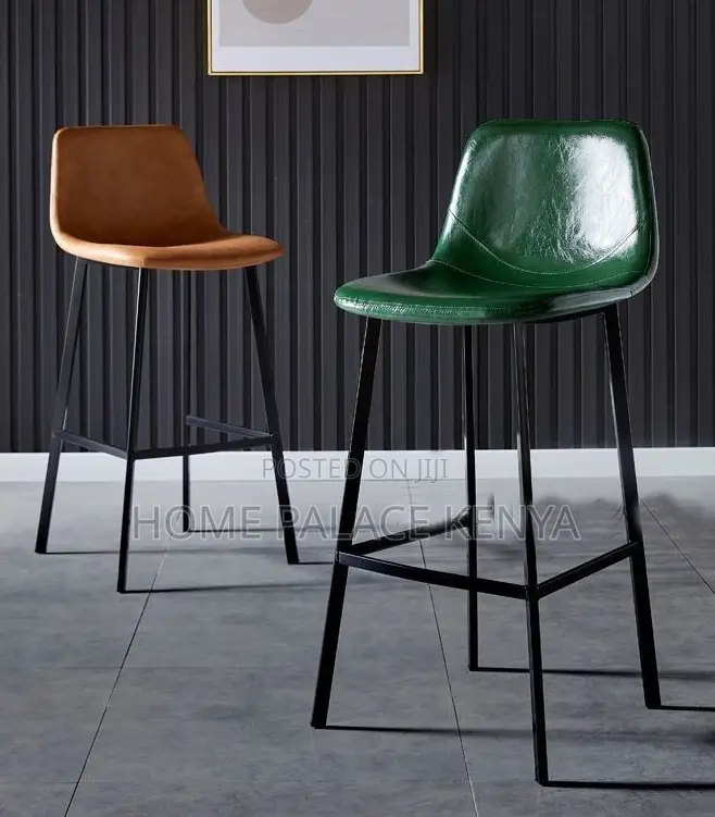 Bar Stool: Nordic Style High Bar Chair With Leather Backrest