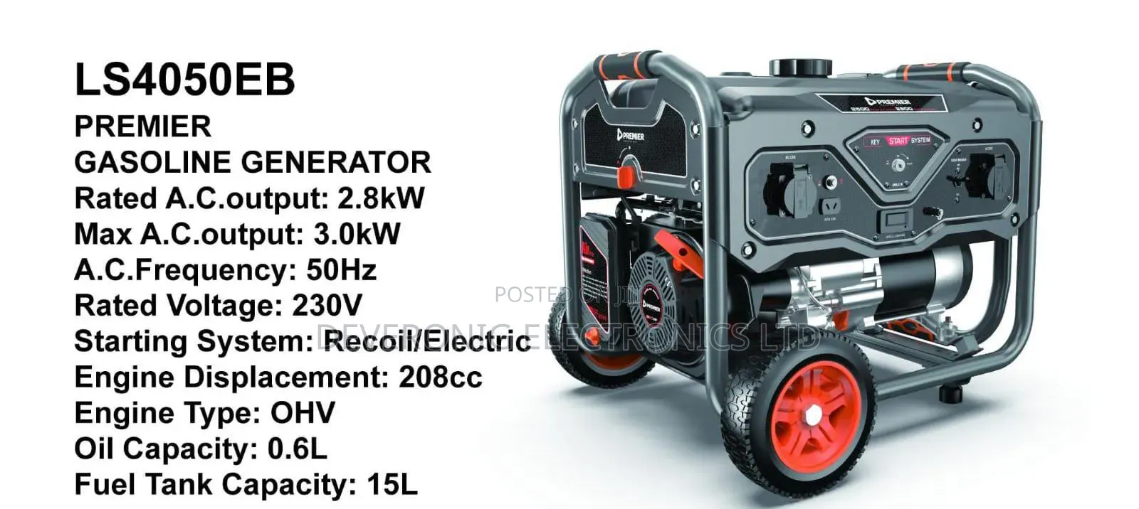 Premier Gasoline Generator 3kw Ac Power Output