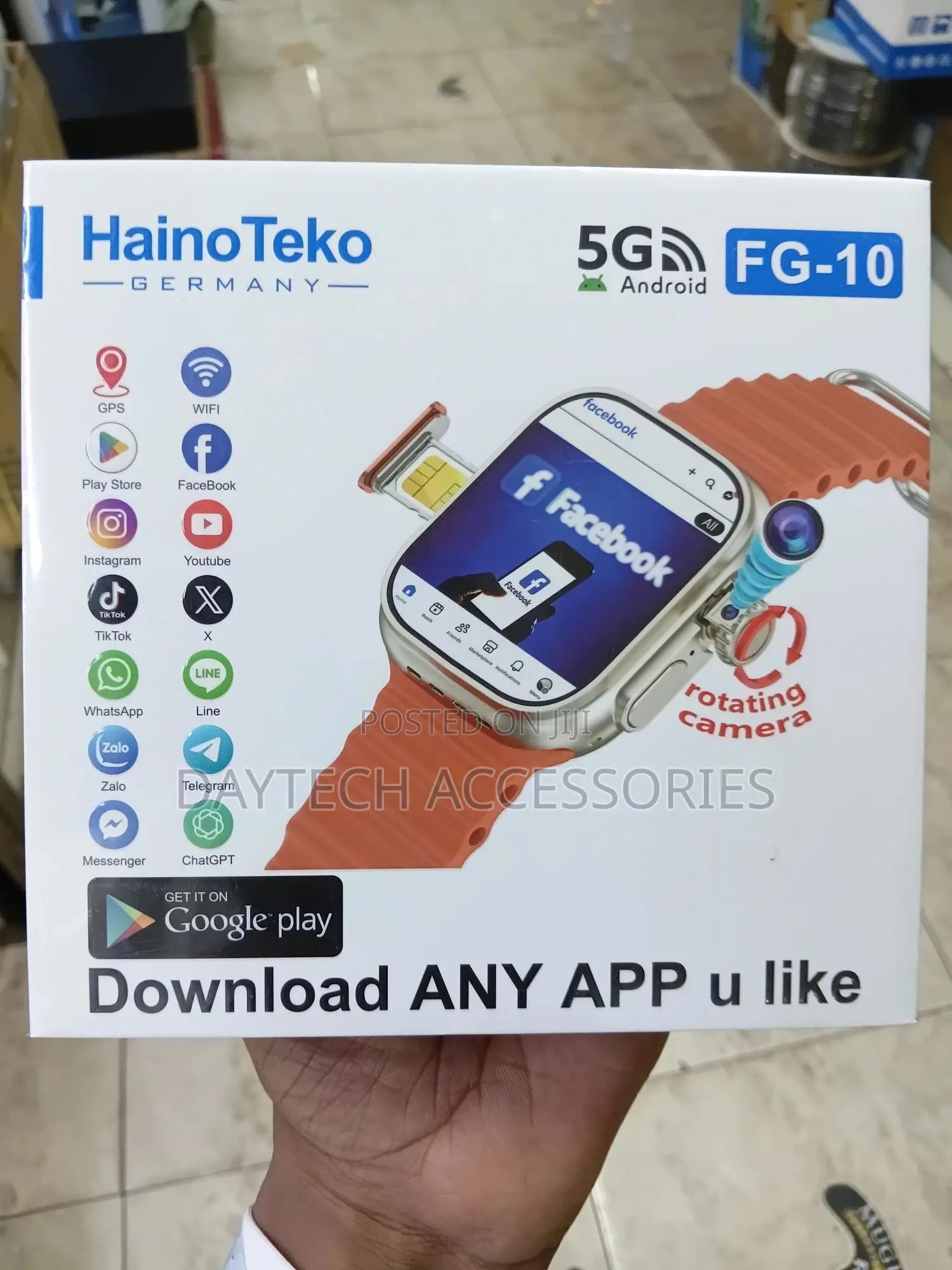 Hainoteko Fg-10 5g Android Smartwatch Featuring a Rotating Camera.