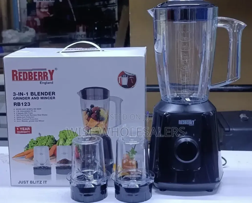 Redberry Red Berry 3 in 1 Blender With Grinder and Mincer