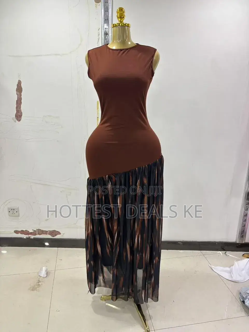 Mixed-Media Maxi Dress