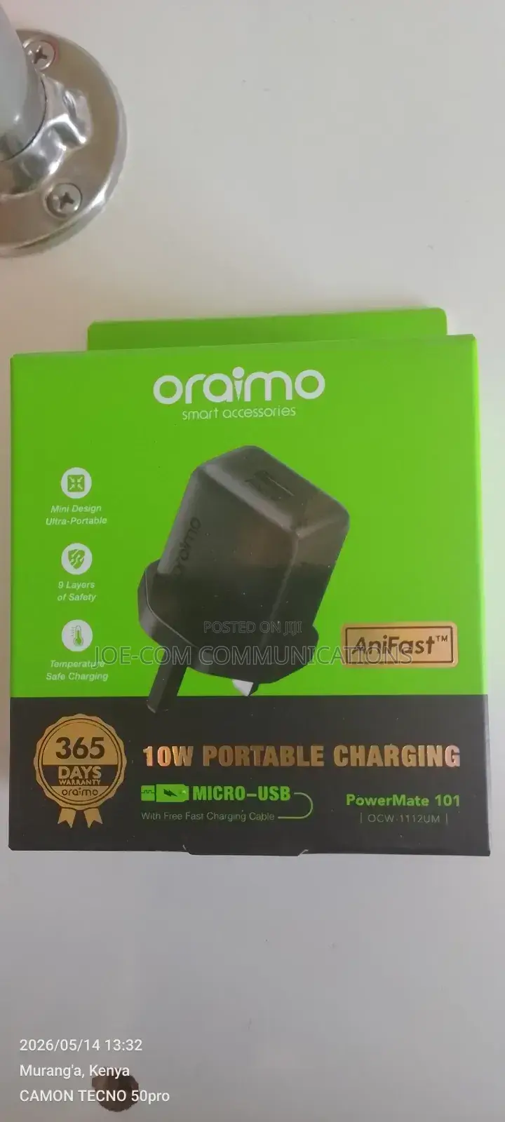 Oraimo 10 Charger With Cable