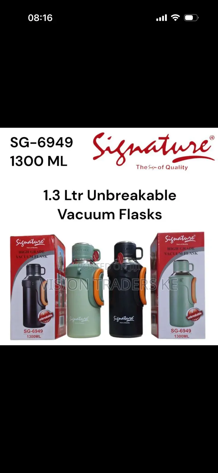 Signature 1.3ltr Unbreakable Vaccum Flask