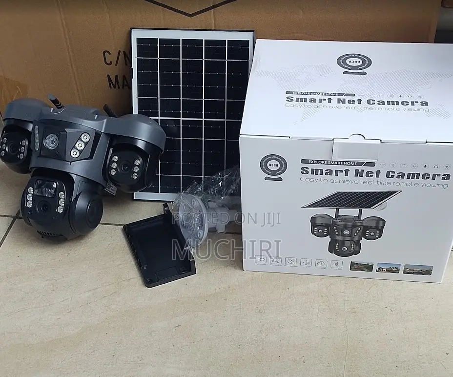V380 Solar CCTV Camera 3 Lens Wifi Triple Lens Solar CCTV Camera