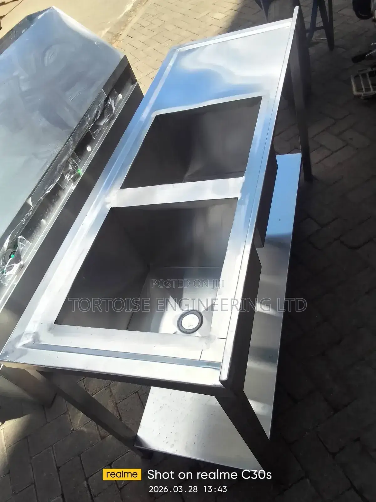 Commercial Stainless Steel Double Sink Measuring 1500mmby 550mmby850mm
