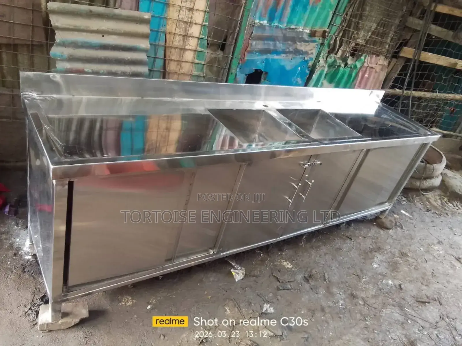 Stainless Steel Sink With Cabinets and Table Top